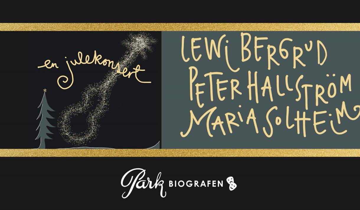 plakat til "julekonsert  - med Lewi Bergrud, Maria Solheim & Peter Hallström